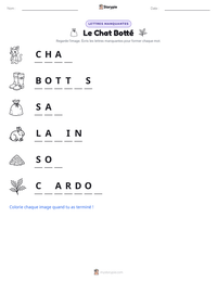 Aperçu de la feuille de travail imprimable Le Chat Botté