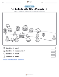 Aperçu de la feuille de travail imprimable La Belle et la Bête - Français