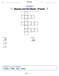 Beauty and the Beast - French printable worksheet preview
