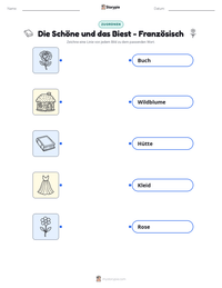 Die Schöne und das Biest - Französisch druckbare Arbeitsblatt Vorschau