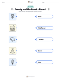 Beauty and the Beast - French printable worksheet preview