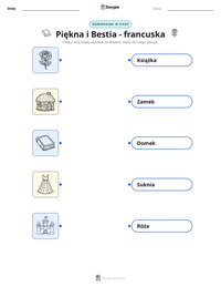 Podgląd drukowalnego arkusza ćwiczeń Piękna i Bestia - francuska