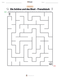 Die Schöne und das Biest - Französisch druckbare Arbeitsblatt Vorschau
