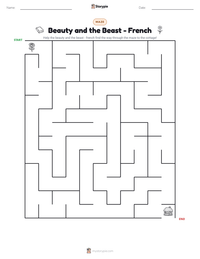 Beauty and the Beast - French printable worksheet preview