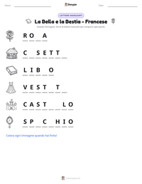 Anteprima della scheda stampabile di La Bella e la Bestia - Francese