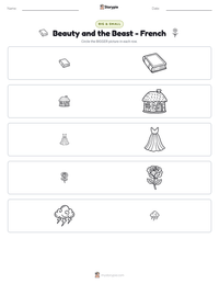 Beauty and the Beast - French printable worksheet preview