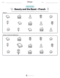 Beauty and the Beast - French printable worksheet preview