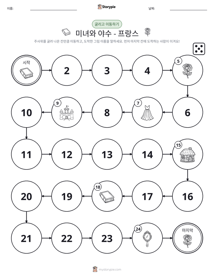 주사위 굴리고 이동하기 게임