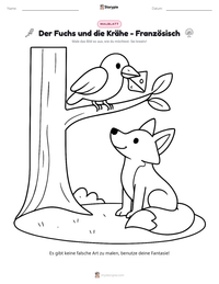 Der Fuchs und die Krähe - Französisch druckbare Arbeitsblatt Vorschau