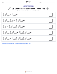 Aperçu de la feuille de travail imprimable Le Corbeau et le Renard - Français