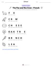 The Fox and the Crow - French printable worksheet preview