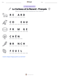 Aperçu de la feuille de travail imprimable Le Corbeau et le Renard - Français