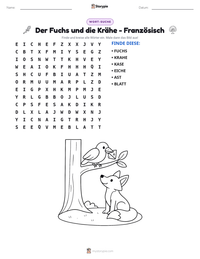 Der Fuchs und die Krähe - Französisch druckbare Arbeitsblatt Vorschau