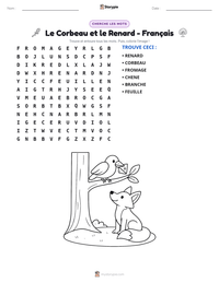 Aperçu de la feuille de travail imprimable Le Corbeau et le Renard - Français