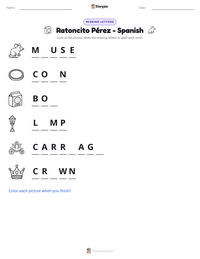 Ratoncito Pérez - Spanish printable worksheet preview