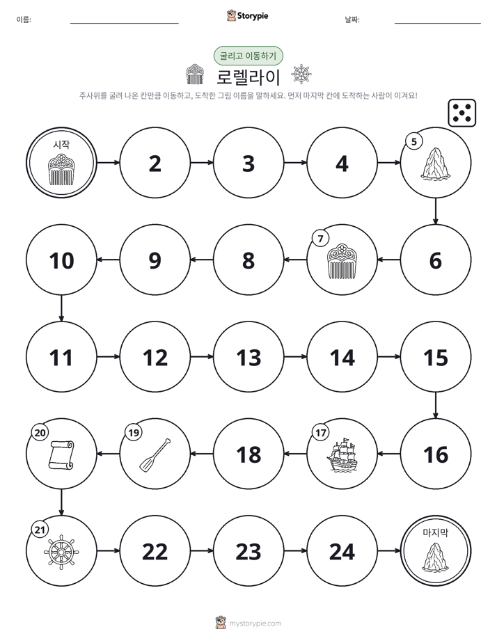 주사위 굴리고 이동하기 게임