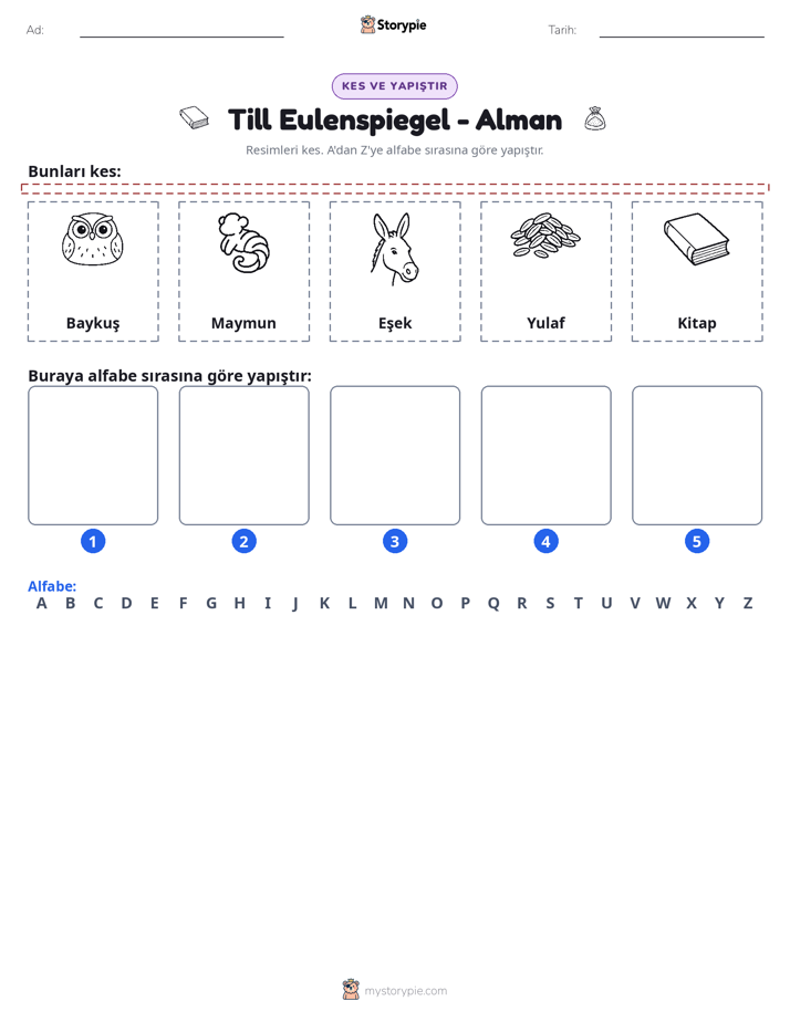 Kes & Yapıştır Alfabe