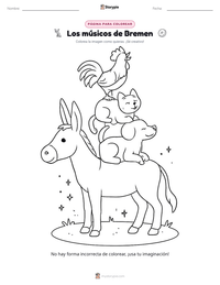 Vista previa de la hoja de trabajo imprimible de Los músicos de Bremen