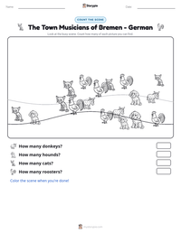 The Town Musicians of Bremen - German printable worksheet preview