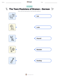 The Town Musicians of Bremen - German printable worksheet preview