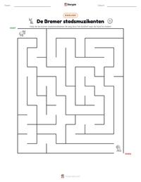 De Bremer stadsmuzikanten afdrukbare werkblad voorbeeld