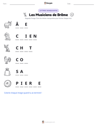 Aperçu de la feuille de travail imprimable Les Musiciens de Brême
