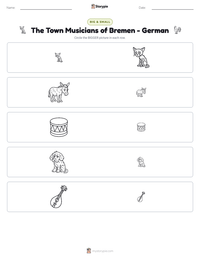 The Town Musicians of Bremen - German printable worksheet preview