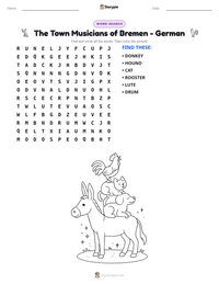 The Town Musicians of Bremen - German printable worksheet preview