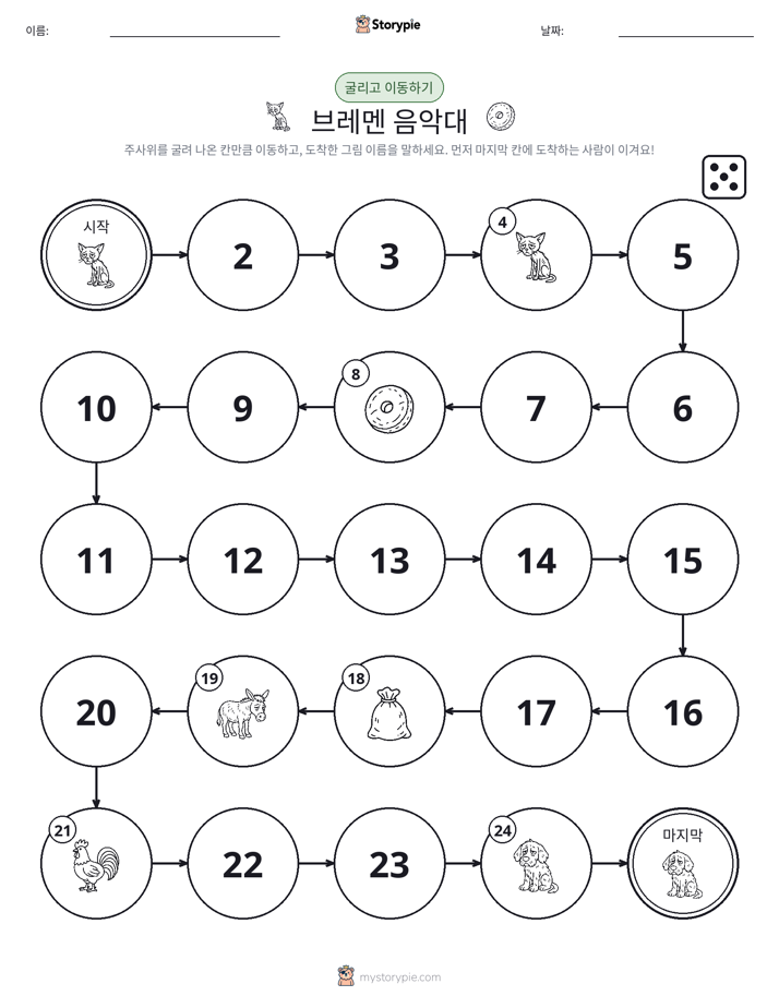 주사위 굴리고 이동하기 게임