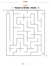 Hansel ve Gretel - Alman yazdırılabilir çalışma sayfası önizlemesi