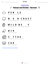 Hansel and Gretel - German printable worksheet preview