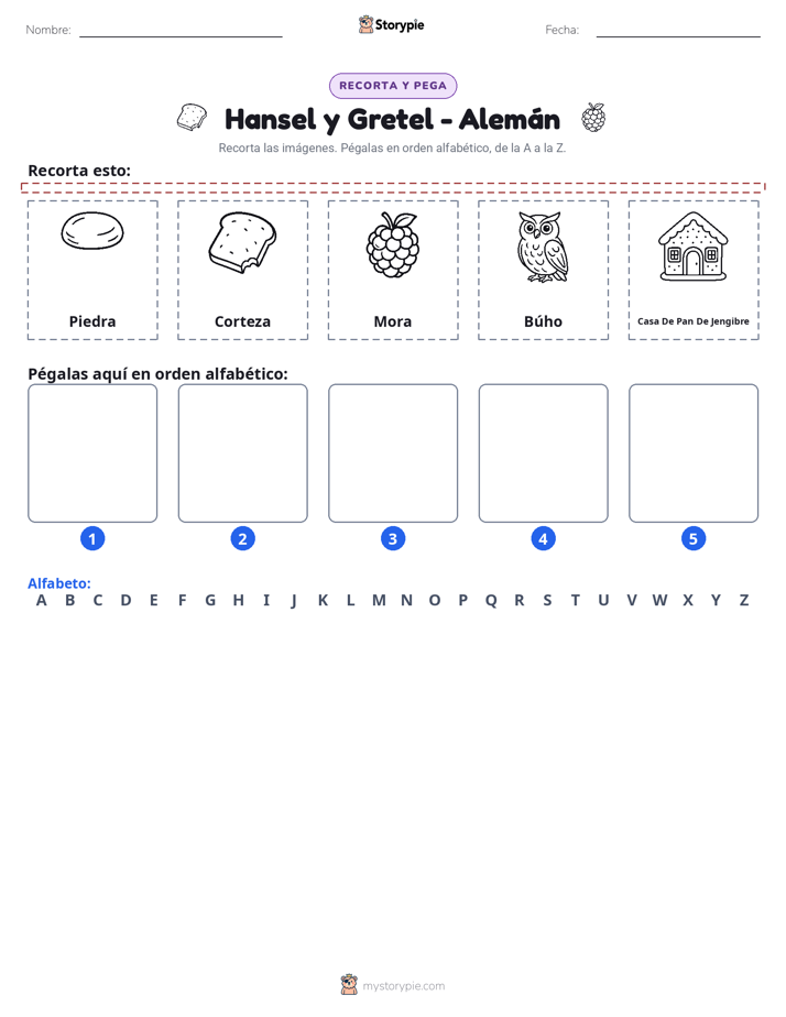 Cortar y Pegar el Alfabeto