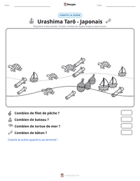 Aperçu de la feuille de travail imprimable Urashima Tarō - Japonais