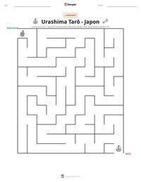 Urashima Tarō - Japon yazdırılabilir çalışma sayfası önizlemesi