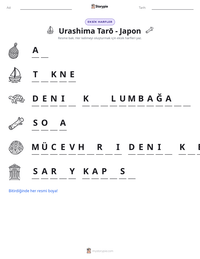 Urashima Tarō - Japon yazdırılabilir çalışma sayfası önizlemesi