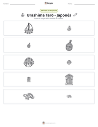 Vista previa de la hoja de trabajo imprimible de Urashima Tarō - Japonés