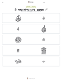 Urashima Tarō - Japon yazdırılabilir çalışma sayfası önizlemesi