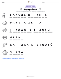 Podgląd drukowalnego arkusza ćwiczeń Kaguya-hime