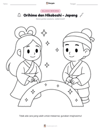 Prabaca lembar kerja cetak Orihime dan Hikoboshi - Jepang