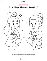 Prévia da folha de atividades imprimível Orihime e Hikoboshi - Japonês