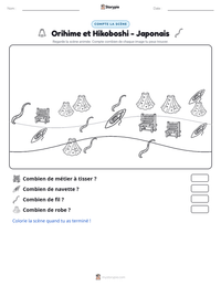 Aperçu de la feuille de travail imprimable Orihime et Hikoboshi - Japonais