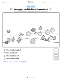 Heungbu und Nolbu - Koreanisch druckbare Arbeitsblatt Vorschau