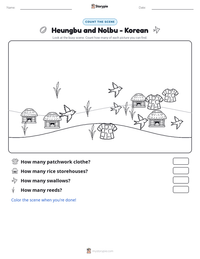Heungbu and Nolbu - Korean printable worksheet preview