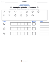 Vista previa de la hoja de trabajo imprimible de Heungbu y Nolbu - Coreano