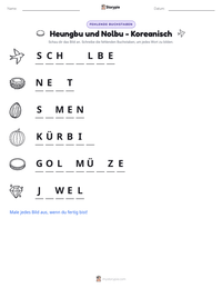 Heungbu und Nolbu - Koreanisch druckbare Arbeitsblatt Vorschau