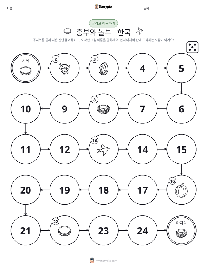 주사위 굴리고 이동하기 게임