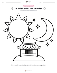 Aperçu de la feuille de travail imprimable Le Soleil et la Lune - Coréen