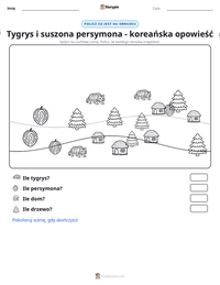 Podgląd drukowalnego arkusza ćwiczeń Tygrys i suszona persymona - koreańska opowieść
