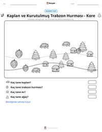 Kaplan ve Kurutulmuş Trabzon Hurması - Kore yazdırılabilir çalışma sayfası önizlemesi