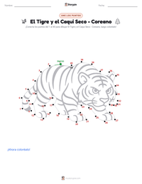 Vista previa de la hoja de trabajo imprimible de El Tigre y el Caqui Seco - Coreano